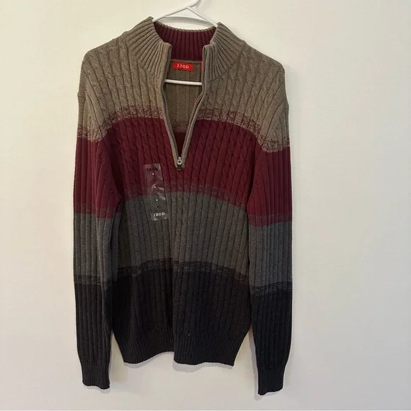 Izod 1/4 Zip Pullover Sweater Men’s Size M - Picture 2 of 5